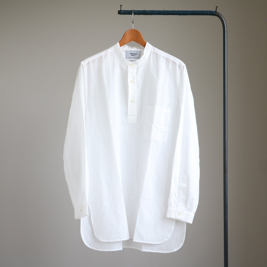 YAECA｜ヤエカ – 2016SS [ Stand Collar Pullover Shirt #white