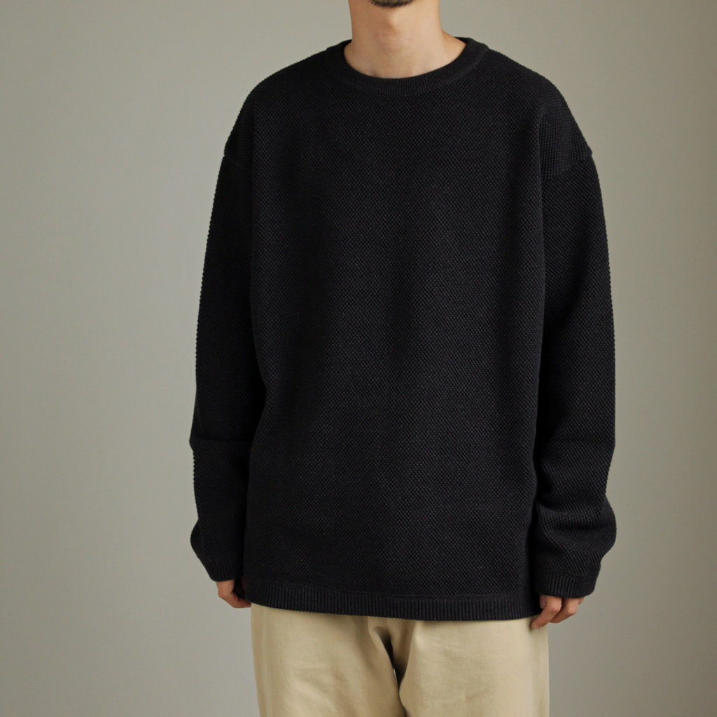 crepuscule | クレプスキュール [ Moss Stitch L/S Knit #c.gray