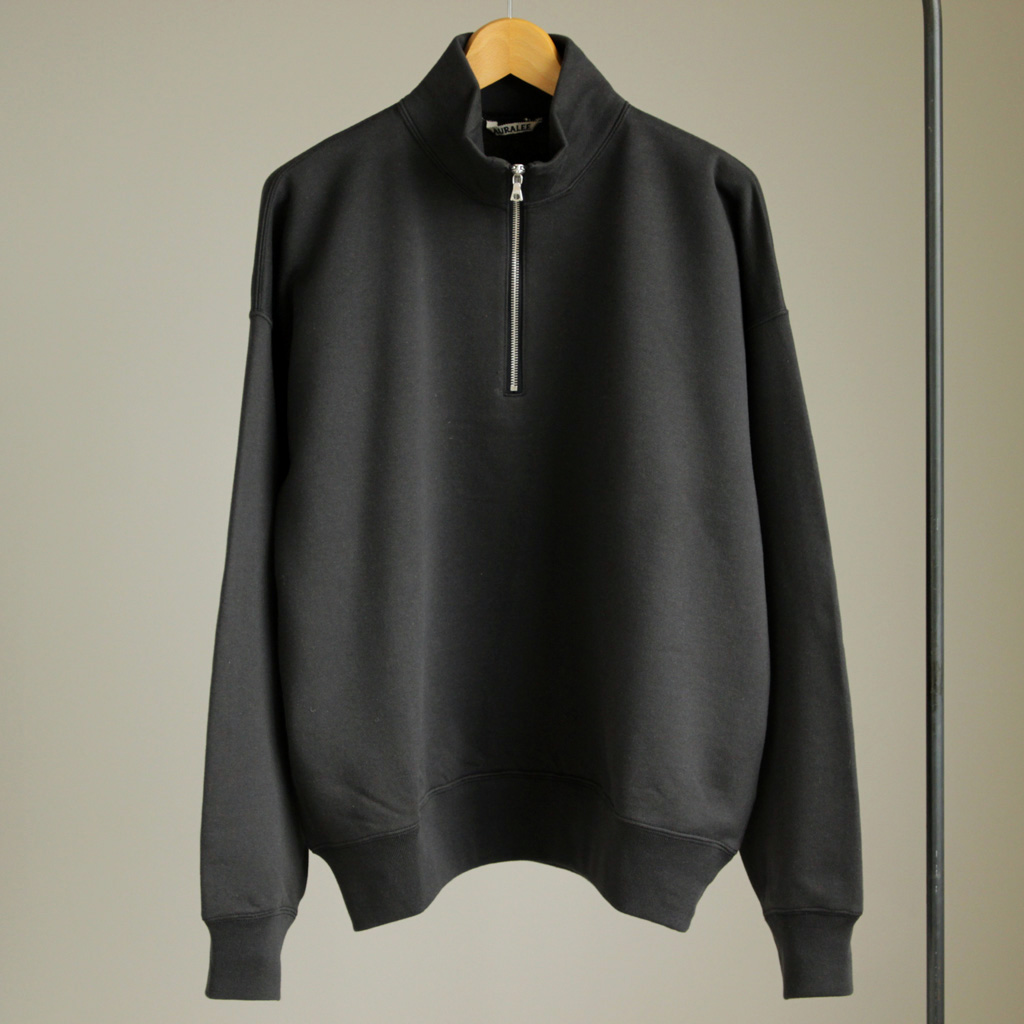 AURALEE BACK WOOL SWEAT HALF ZIP P/O