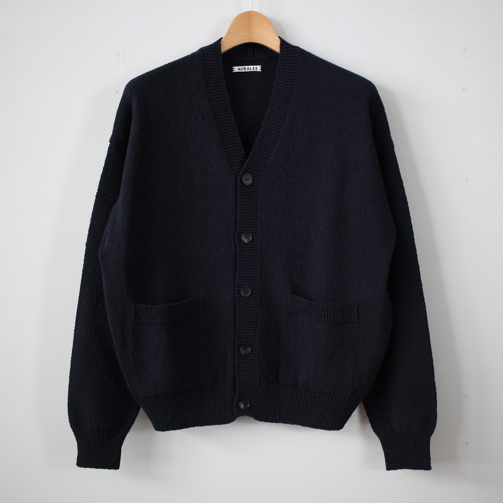 AURALEE | オーラリー [ CORKSCREW YARN KNIT CARDIGAN #NAVY