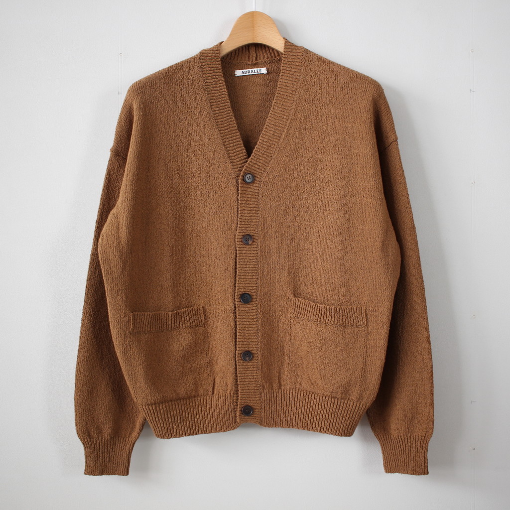 AURALEE | オーラリー [ CORKSCREW YARN KNIT CARDIGAN #LIGHT BROWN ...