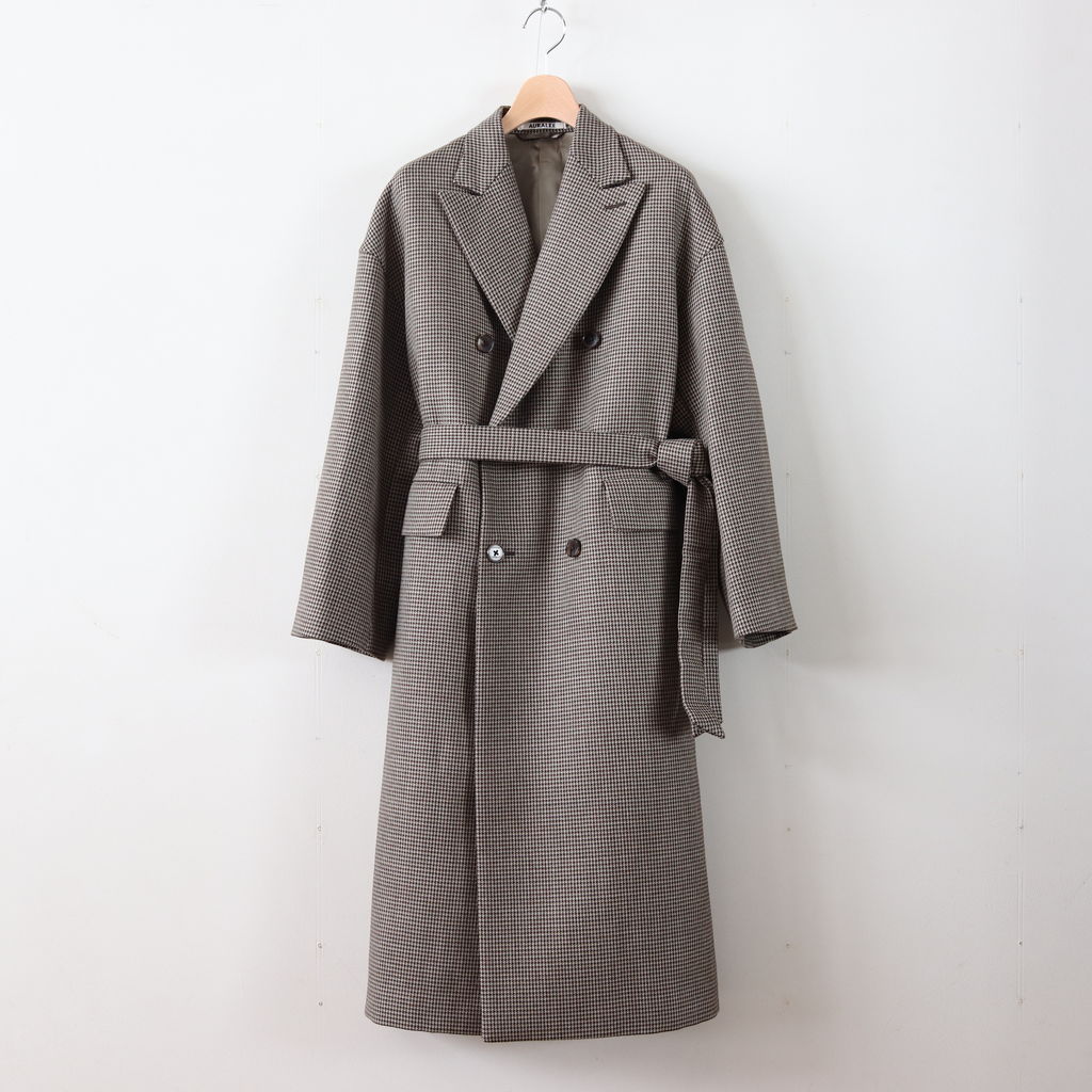 Auralee DOUBLE FACE CHECK BREASTED COAT - ロングコート