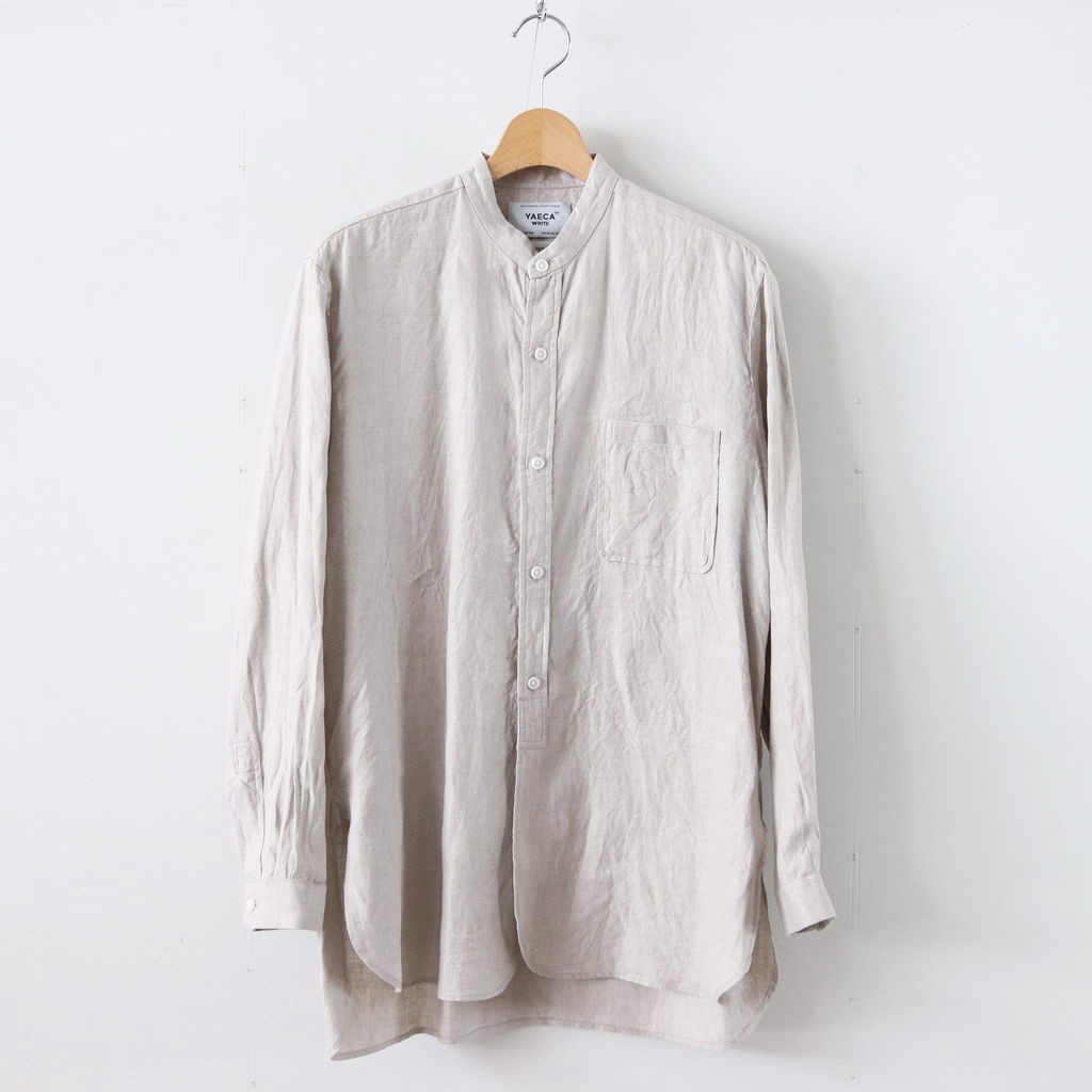 YAECA | ヤエカ [ BUTTON SHIRT STAND COLLAR P/O LONG #OATMEAL