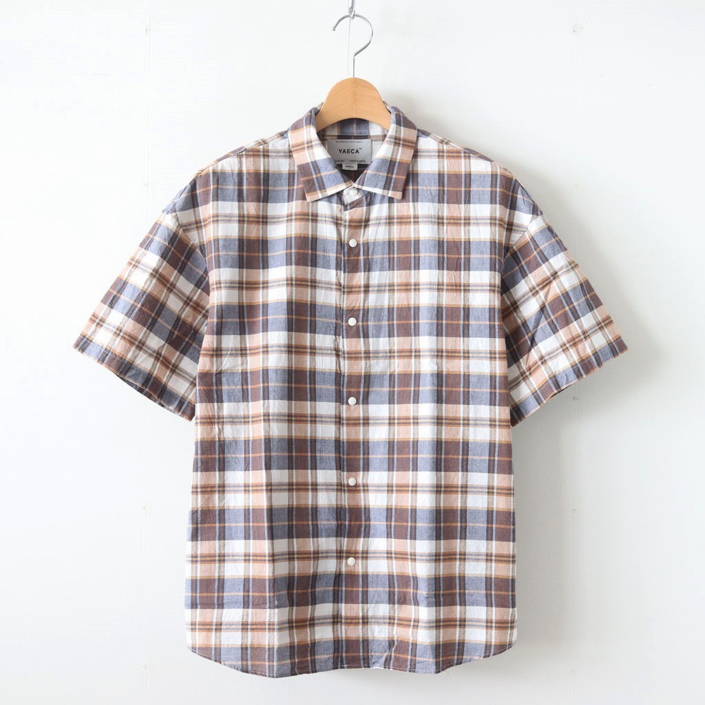 YAECA | ヤエカ [ COMFORT SHIRT EXTRA WIDE S/S #MADRAS NAVY [19142