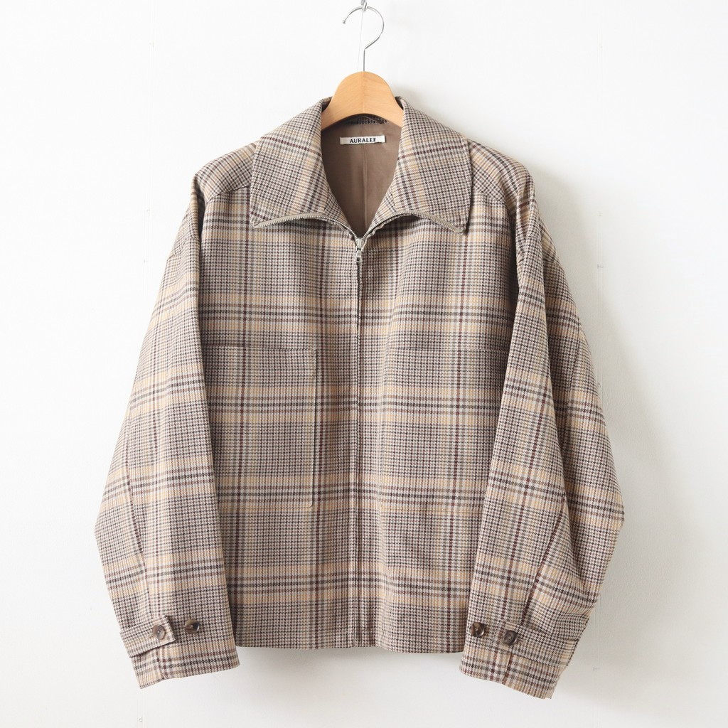 19AW/WOOL SERGE CHECK ZIP-UP BLOUSON/4/ウール/BRW/チェック