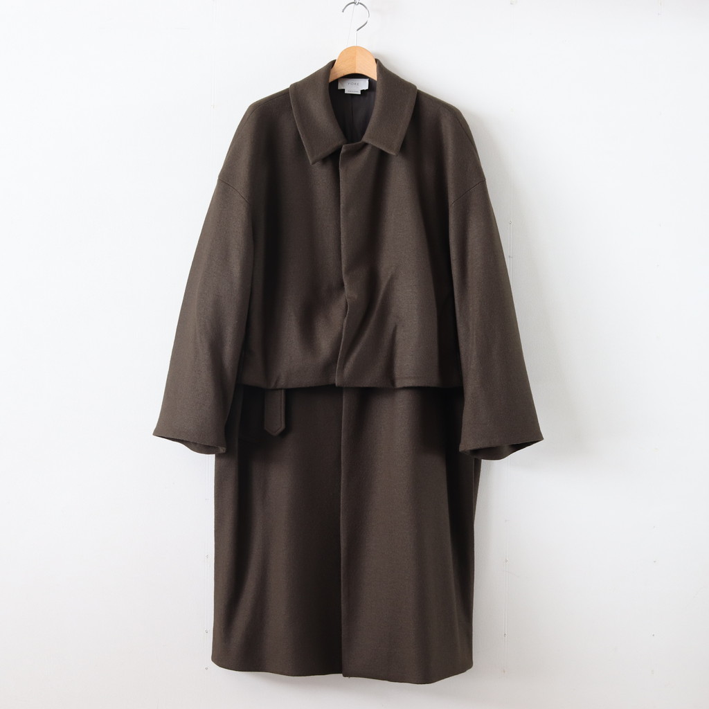 ステンカラーコートYOKE 3WAY BAL COLLAR SHARE COAT Olive