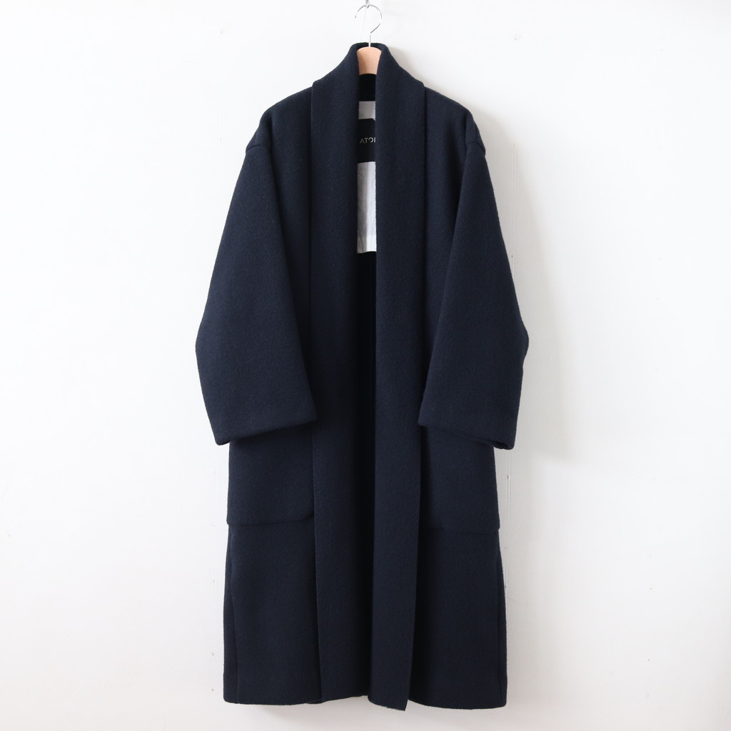 ATON エイトン / WOOL FLEECE ROBE COAT ネイビー | e-shepherding.org