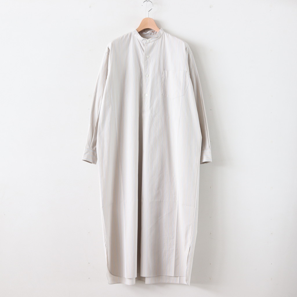 LENO | リノ [ BAND COLLAR PULLOVER DRESS #BEIGE STRIPE [L2001