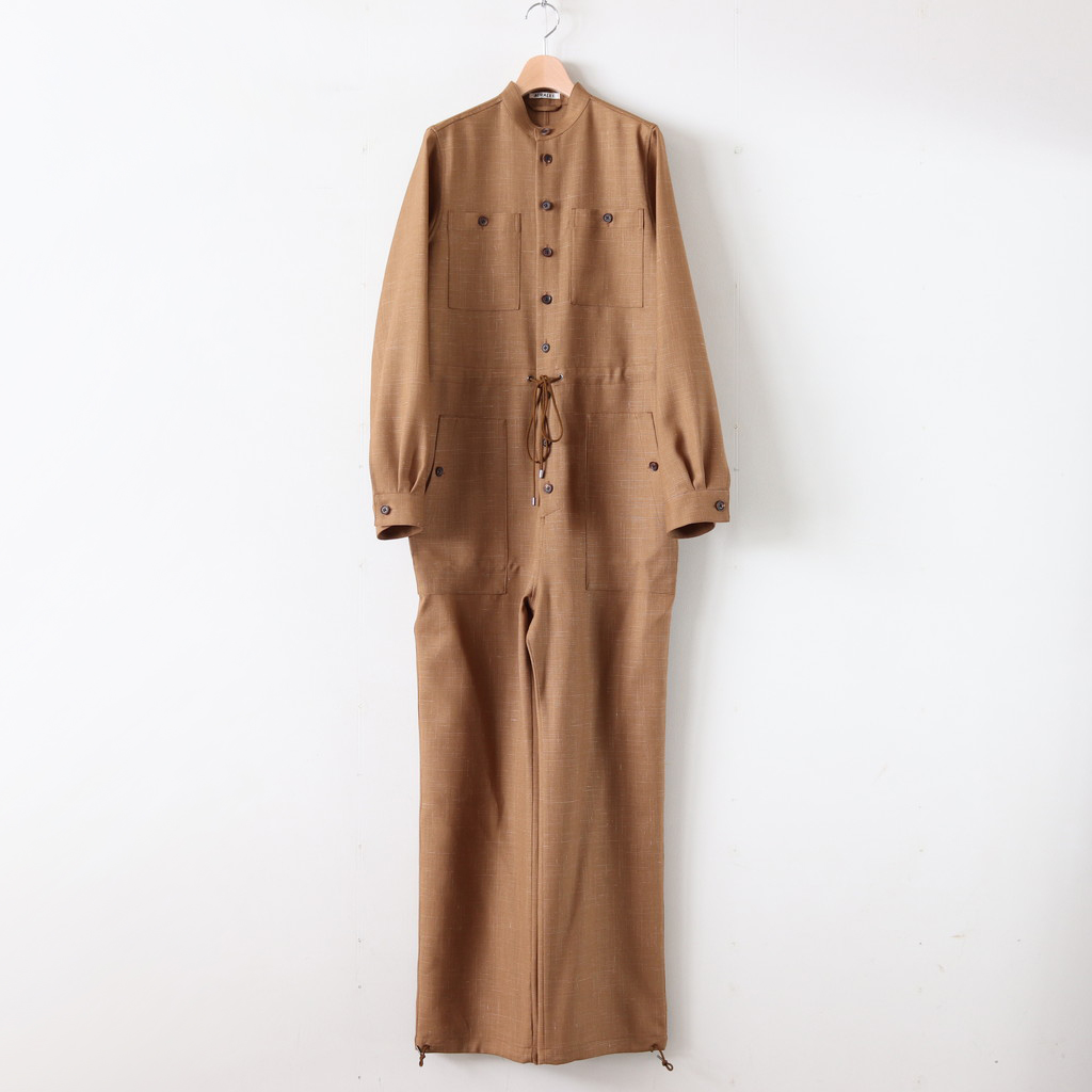 AURALEE | オーラリー [ WOOL CUPRA LINEN CLOTH JUMPSUIT #BROWN ...