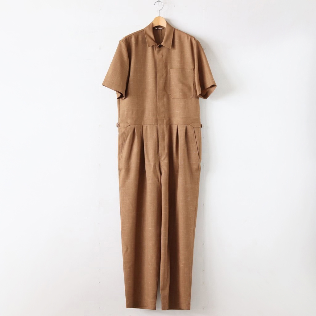 AURALEE | オーラリー [ WOOL CUPRA LINEN CLOTH JUMPSUIT #BROWN 