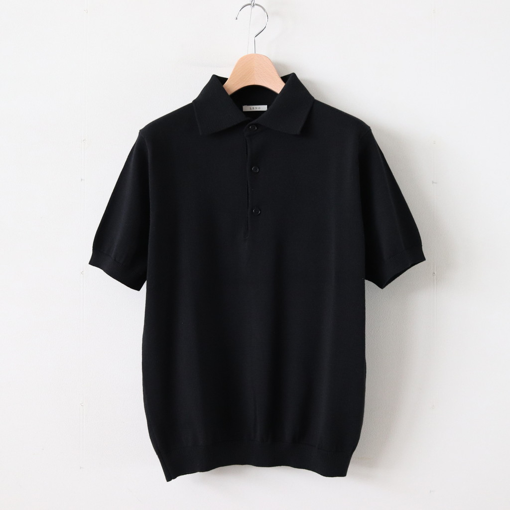 LENO | リノ [ COTTON SILK KNIT POLO #BLACK [L2001-K002] ] – 着楽