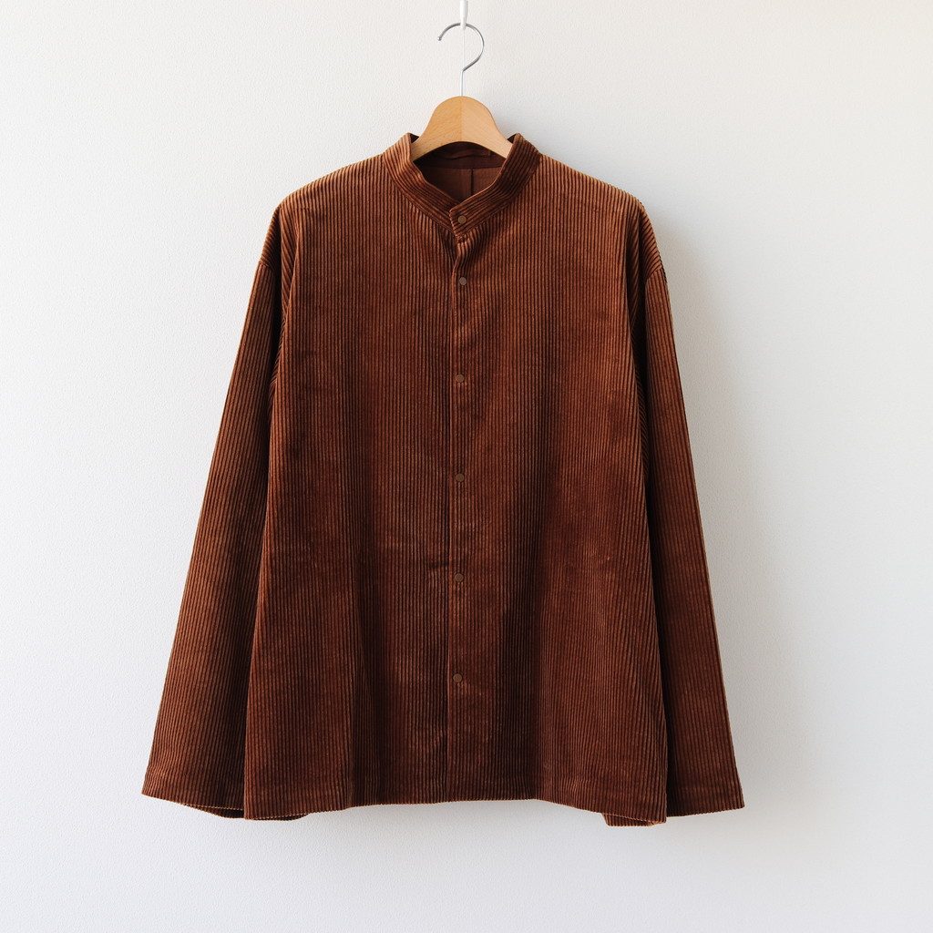 ATON | エイトン [ SUVIN CORDUROY STAND COLLAR SHIRT JACKET #BROWN