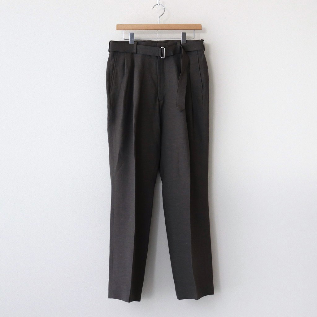 YOKE | ヨーク [ BELTED 2TUCK WIDE TROUSERS #CARBON BLACK