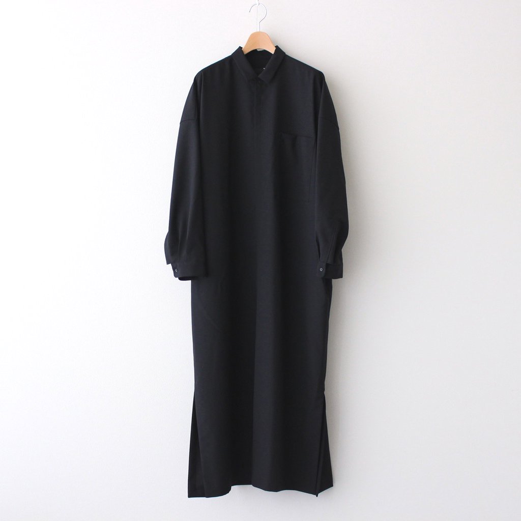 ATON | エイトン [ WOOL TROPICAL OVERSIZED SHIRT DRESS #C/005 BLACK