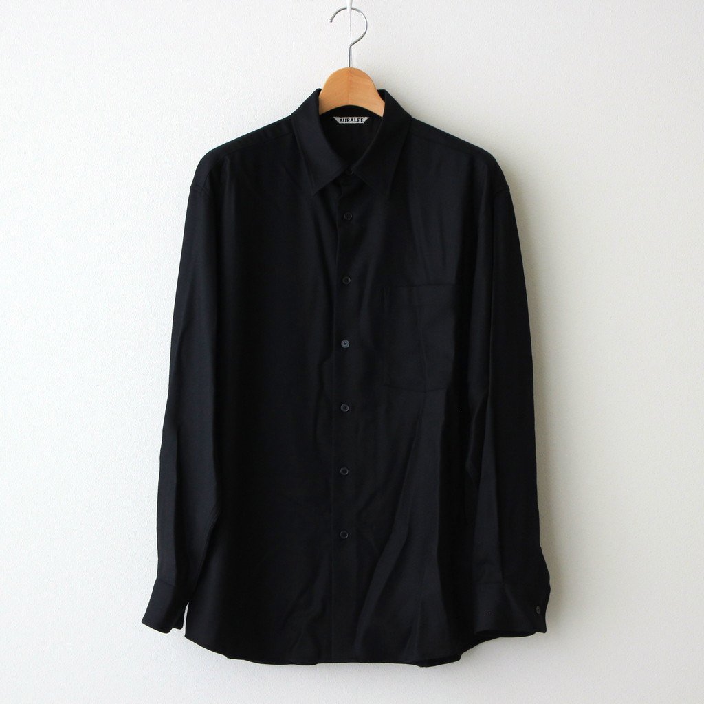 AURALEE | オーラリー [ SUPER LIGHT WOOL SHIRTS #BLACK [A21AS01OS