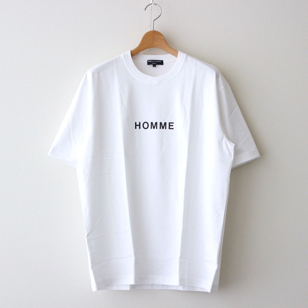 COMME des GARCONS HOMME DEUX コムデギャルソン オムドゥ Tシャツ 2022ロゴ クルーネックTシャツ 22SS ホワイト 白 L トップス カットソー 半袖 【メンズ】【美品】Tシャツ/カットソー(半袖/袖なし)