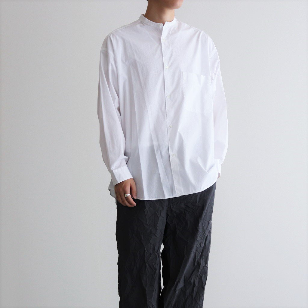 Broad L/S Oversized Band Collar Shirt | hartwellspremium.com