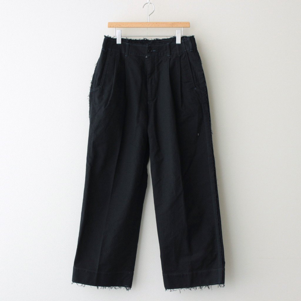 YOKE | ヨーク [ CUT-OFF 2PLEATED WIDE TROUSERS #DARK NAVY