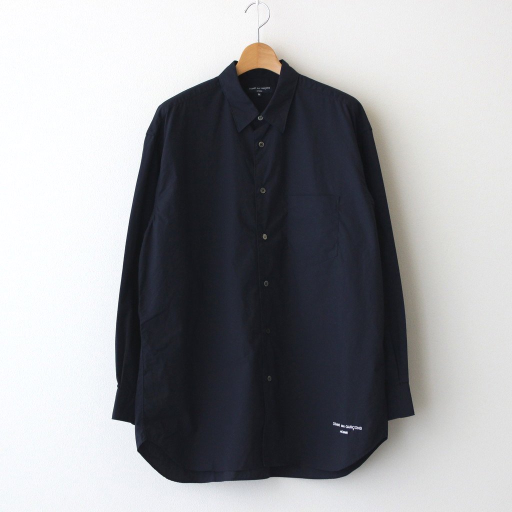 綿タイプライター 製品洗 レギュラーカラー L/S シャツ #NAVY [HJ-B004