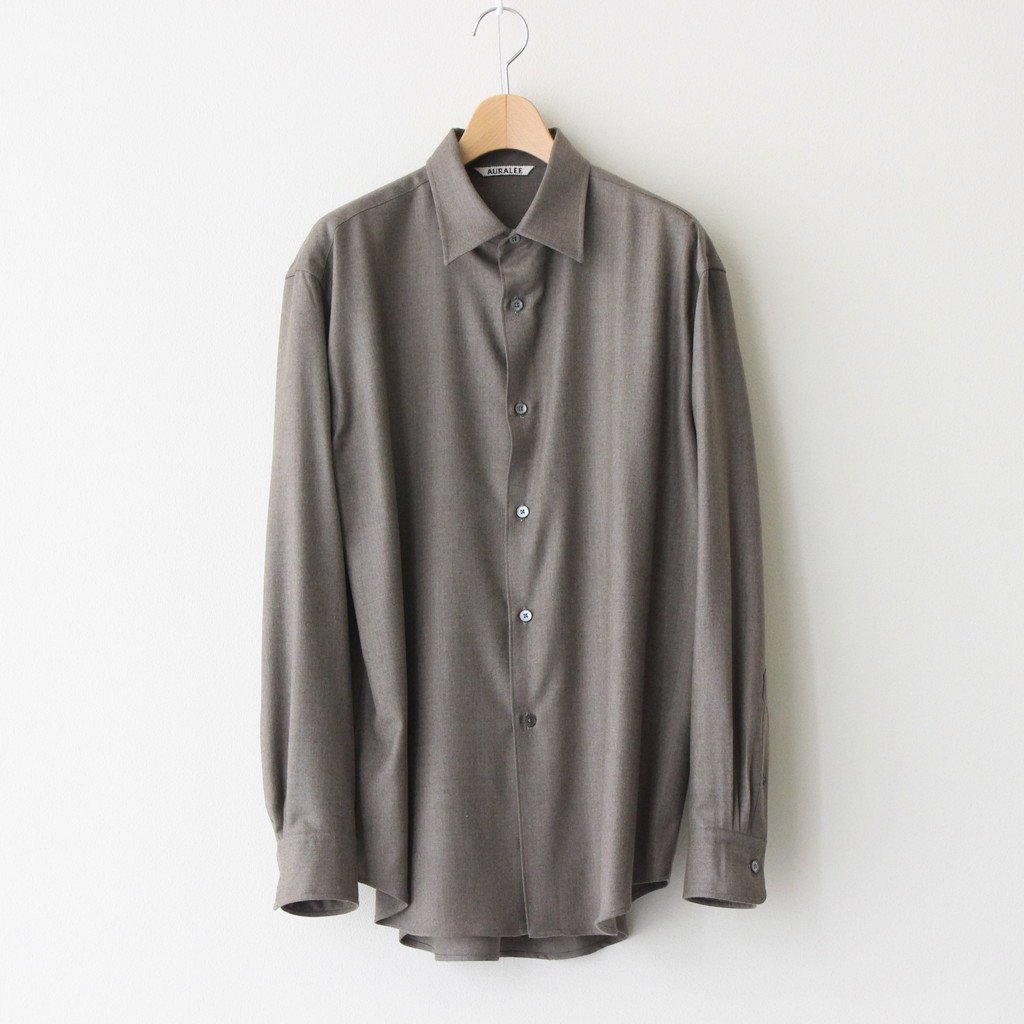 SUPER LIGHT WOOL SHIRTS #TOP BROWN [A22AS02OS] – 着楽（チャクラ