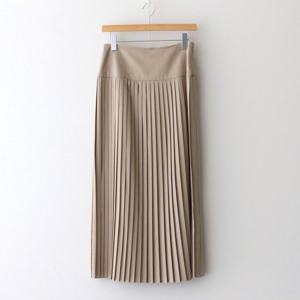 SUPER FINE TROPICAL WOOL PLEATED SKIRT #TOP IVORY BEIGE [A22AS04TW