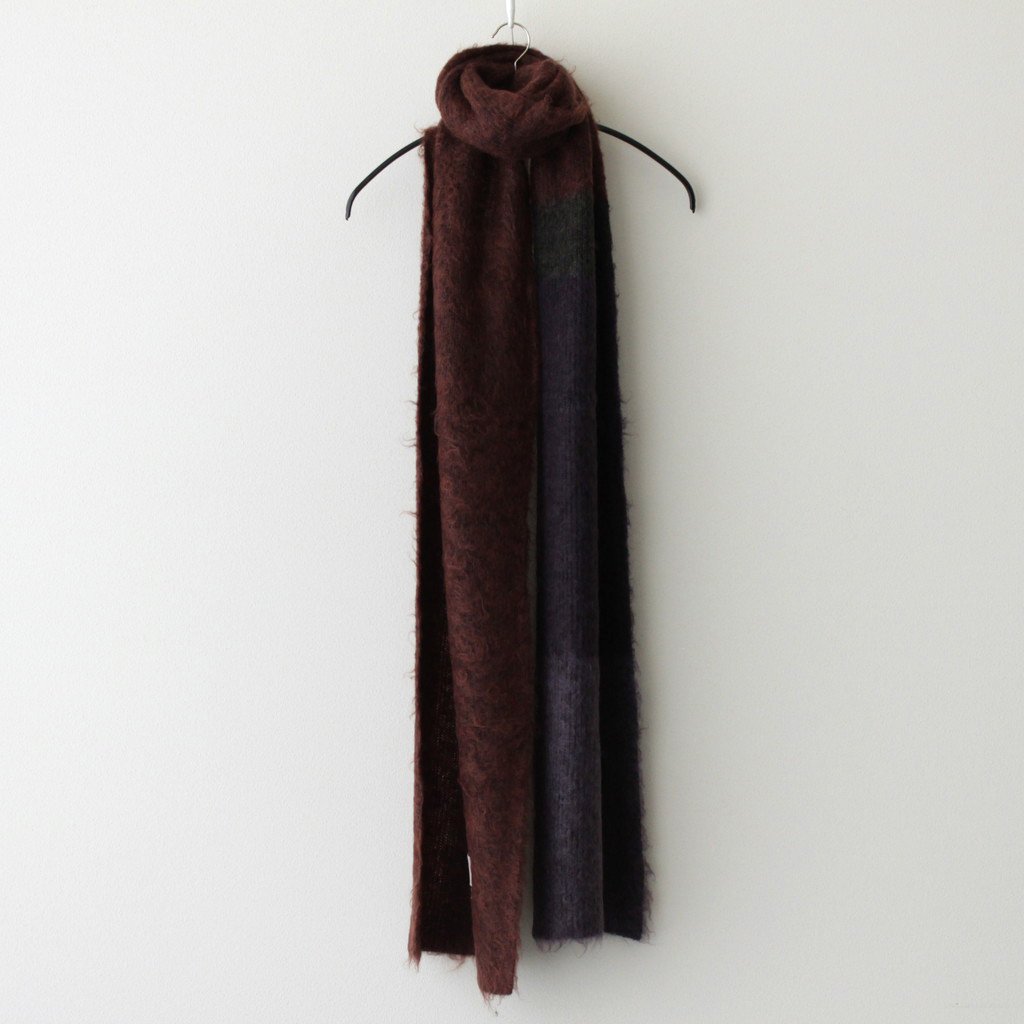 STILL BORDER MOHAIR LONG STOLE #BROWN RED [YK22AW0418A] – 着楽 ...