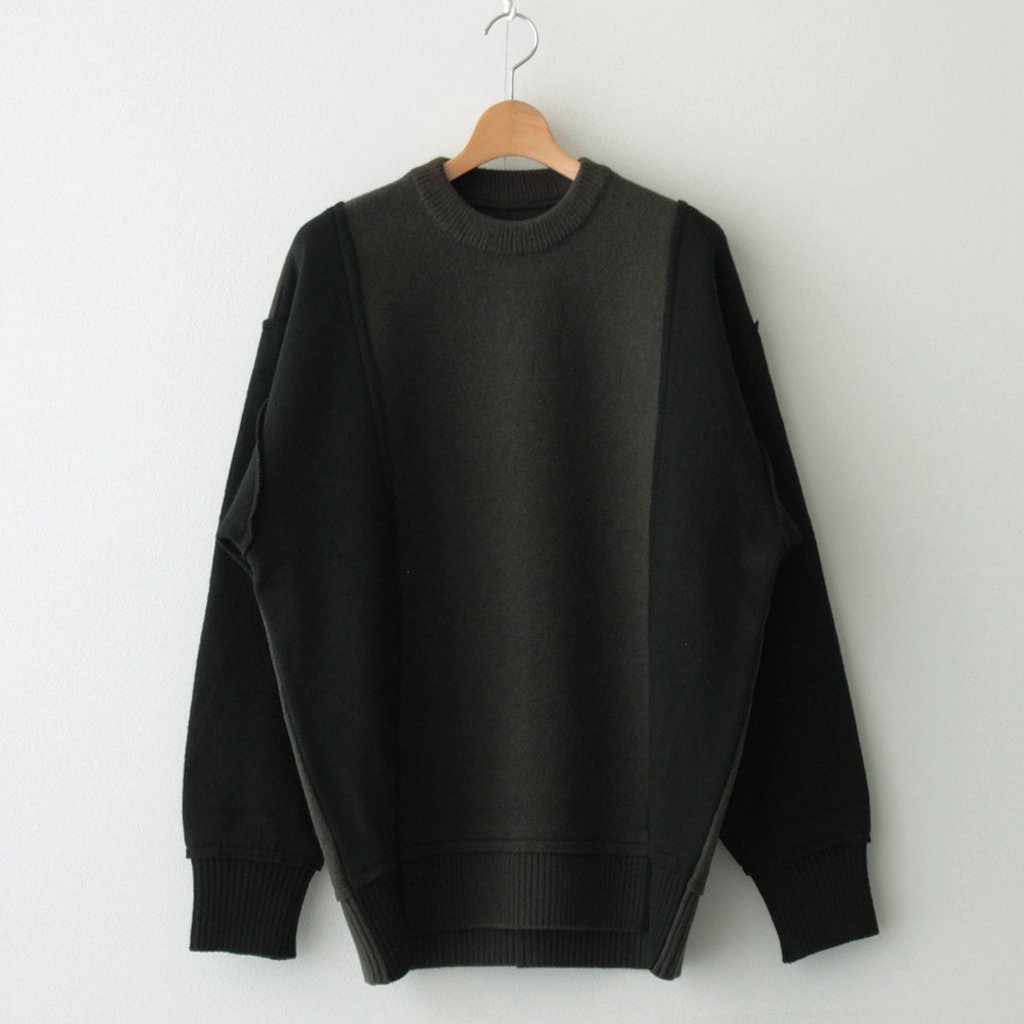 SPANISH MERINO MULTI STATION KNIT LS #MILITARY KHAKI × BLACK [ST ...