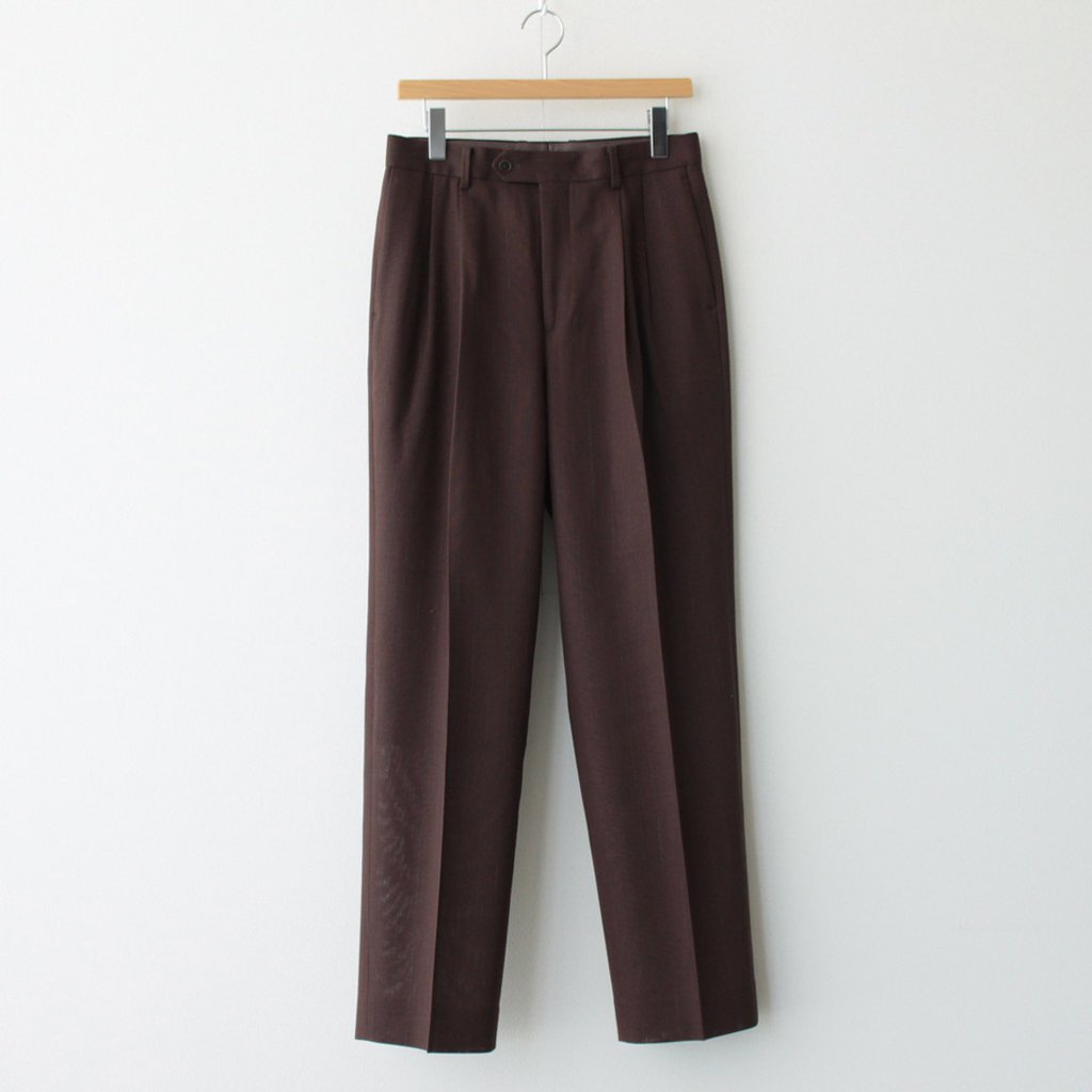 HARD TWIST WOOL PANAMA STRIPE SLACKS #BROWN STRIPE [A23SP04WP