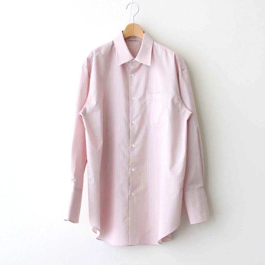 FINX POLYESTER STRIPE SHIRT #PINK BEIGE STRIPE [A23SS04PS] – 着楽