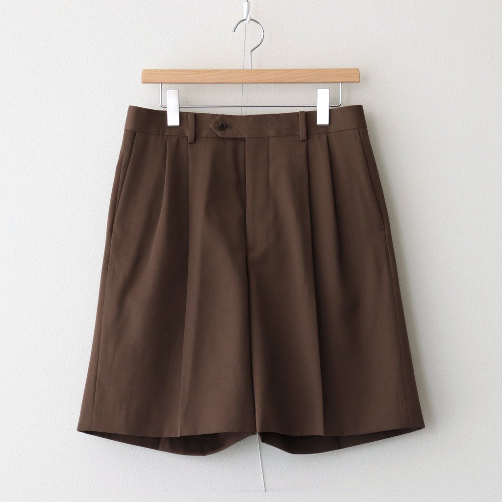 LIGHT WOOL MAX GABARDINE SHORTS #DARK BROWN [A23SP04MG] – 着楽（チャクラ/ciacura）