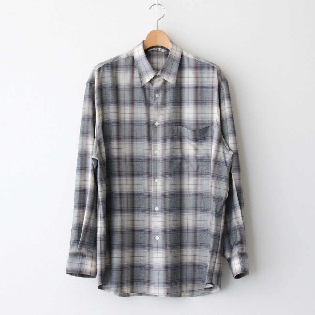 SUPER LIGHT WOOL CHECK SHIRT #GRAY CHECK [A23AS01LC] – 着楽